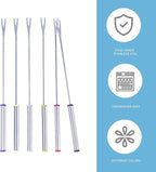 6PCS 9.5 Inch Fondue Sticks Stainless Steel Barbecue Fruit Dessert Forks with Heat Resistant Handle for Roast Meat Chocolate Dessert Cheese Marshmallows