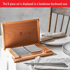 ZWILLING Contemporary Steak Knife Set of 8, Oval handle, Stainless Steel, with 12" x 10" case