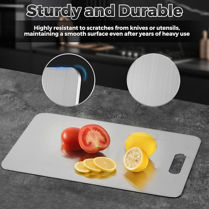 Titanium Cutting Boards for Kitchen, 100% Pure Titanium Cutting Board, Double-Sided Food-Grade Cutting Boards Non Toxic, Hygiene and Durability, Easy to Clean, Fruits And Vegetables（15L*11W）