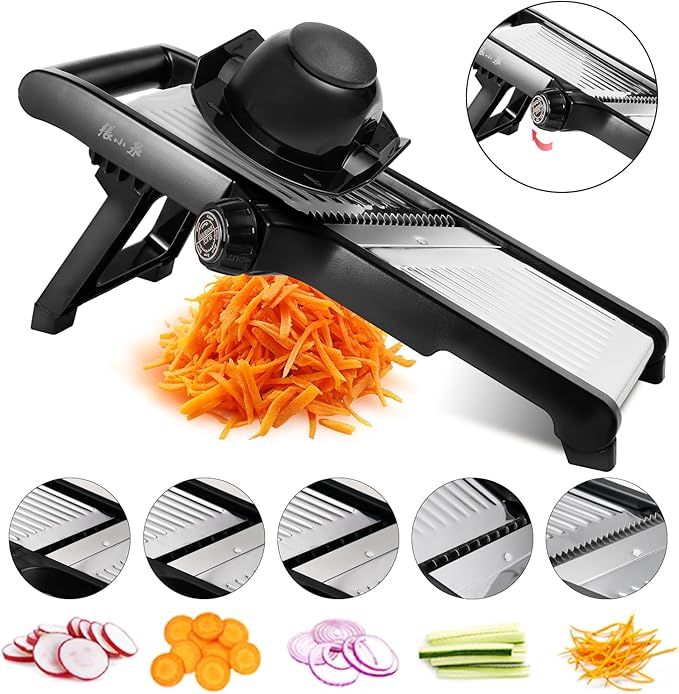 ZHANG XIAO QUAN SINCE 1628 Mandoline Food Slicer for kitchen, Adjustable Stainless Steel Mandoline Vegetable slicer Julienne, Onion Potato Chip French Fry vegetable slicer
