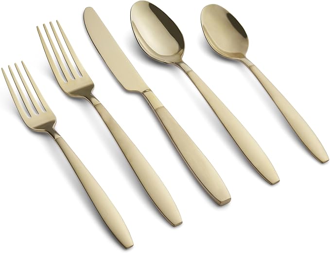 Cambridge 514345GZR Mathison Champagne Sand/Mirror 45-Piece Flatware Set