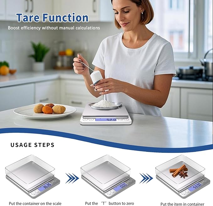 Gram Scale Small Digital Food Scale, 500g by 0.01Gram/0.001Ounce, Accurate Weighting, MEIYA Multifunction Kitchen Scale for Jewelry/Baking/Soap, 9 Units, Tare Function, LCD Display, Including Battery