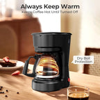 5-Cup Programmable Coffee Maker, Small Drip Coffee Machine with Food-grade Glass Carafe Coffee Pot, Always Keep Warm with Switch, Delay Brew, 25oz Water Reservoir, Compact for Home/Office/RV/Dorm