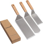 Metal Spatula Set Stainless Steel Hamburger Turner Griddle Flipper Scraper for BBQ Grill Flat Top