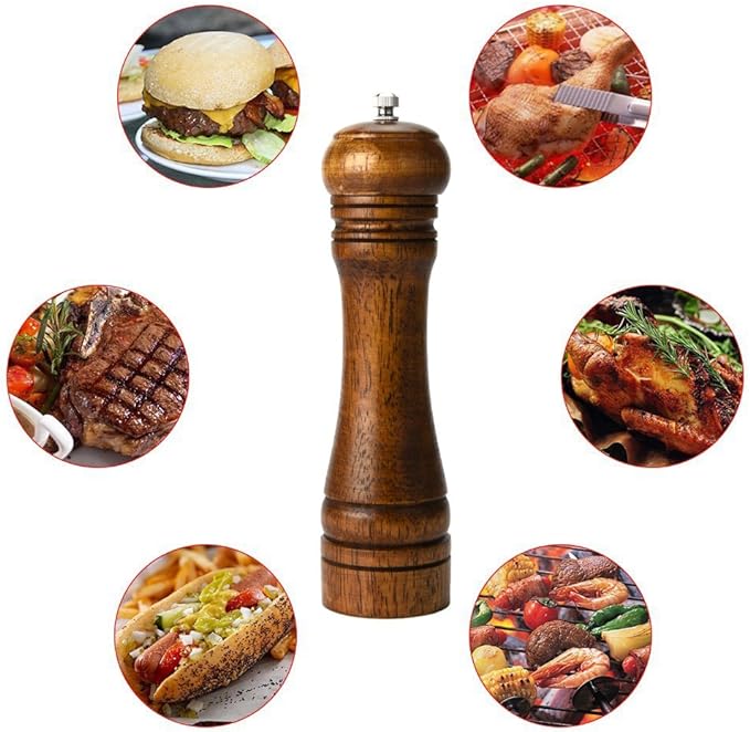 Wooden Pepper Mill Pepper Grinder Kit Manual mills Solid With Strong Adjustable Ceramic Grinders Set 8 Inches
