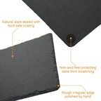 4 PCS 12x8 Inch Slate Cheese Board - Natural Black Stone Slate Charcuterie Boards Serving Tray - Gourmet Serving Platter Tray for Meat Cheese Sushi Bread Pastry Appetizers