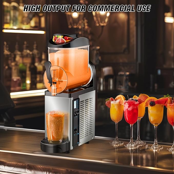 12L Commercial Slush Machine - Stainless Steel Slushie maker Frozen Drink Machine Commerical for Smoothies, Margaritas, Cocktails, Juices & Alcohol Beverages - Ideal for Bars, Cafés & Restaurants