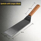 Stainless Steel Metal Spatula, Long Griddle Spatula, Hamburger Smasher Turner Scraper - Pancake Flipper - BBQ Turner and Flat Top Griddle Fliiper - Commercial Grade,3x8 inch