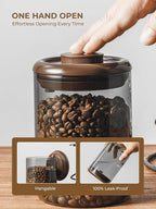 Coffee Canister for Ground Coffee 1200 ml, 14 Oz Borosilicate Air Tight Coffee Bean Container with Pop Lid, CO₂ Releasing Valve for Grounds Coffee, Anti-UV