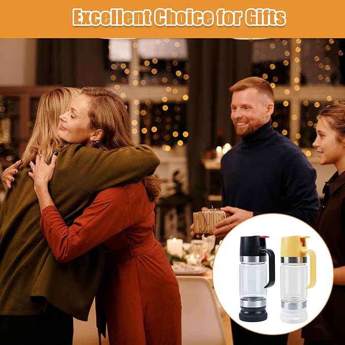 Honey Dispenser No Drip with Stand, 12 OZ Glass Honey Jar, Syrup Dispenser, Easy One Hand Use Honey Pot for Coffee or Tea, Mess Free Honey Dispenser for Syrup, Honey Container (2PCS Black)