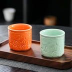 Ceramic Espresso Cups Set of 2 or 4-3oz Demitasse Cups for Coffee & Tea, No Handles, Durable & Dishwasher Safe (lawngreen, 2)