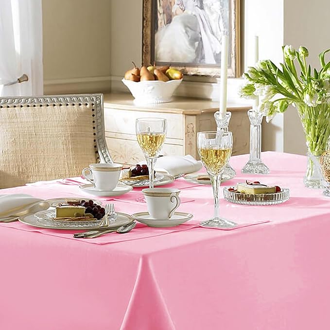 Fitable Pink Tablecloths for Rectangle Tables, 6 Pack - 70 x 120 Inches - Reusable and Washable Table Clothes for 6-8 Ft Tables, Polyester Fabric Table Covers for Wedding, Party, Banquet