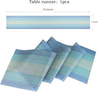 PIGCHCY Placemats Set of 6 and Table Runner,Heat Resistant Vinyl Woven Washable Table mats Sets (6 Placemats+1 Table Runner, Coastal Blue)