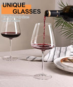 OJA Red Wine Glasses Set of 4, Large Burgundy Glasses 23 OZ, Hand Blown Crystal Glass Light, Clear, Best for Wine tasting, Birthday, Christmas, Anniversary, Father's Day
