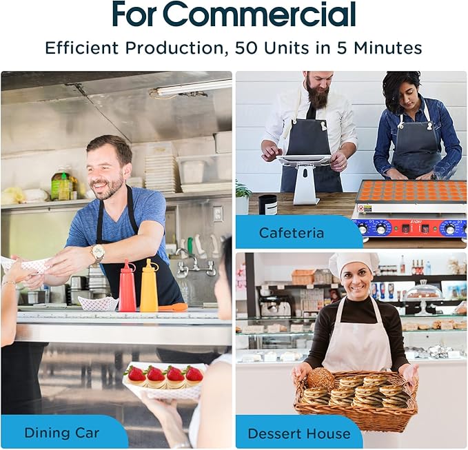 SICHI Mini Pancake Maker - 50Pcs Mini Dutch Pancake Maker With Nonstick and Quick Heat-Up, Mini Pancakes Maker Machine With 2 Thermostats & 2 Timers Separate Control, Commercial Pancake Maker Machine