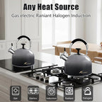 Tea Kettle Stovetop,Stainless Steel Whistling Tea Kettle For Stove Top, 2.5 Qt Tea Pot With Folding Handle, Food Grade Water Teapot Water Kettle For Stove Home Camping Travel,Gradient Black