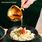 Mini Butter Warmer Pot, 6.7oz/200ml Stainless Steel Milk Warmer Pot with Dual Pour Spouts 3-Layer Composite Base Saucepan for Melting Heating Butter Milk Chocolate Coffee Tea (Gold)