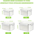 Fruit Storage Containers for Fridge, 4 Pack Produce Saver Vegetable Container with Drain Colanders - Refrigerator Organizer for Lettuce Keepers Berry Container