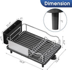 Stainless Steel Dish Drying Rack - Large Capcity 304 Grade Dish Drainer for Kitchen Counter with Drain Board, Utensil Holder & Detachable Cup Shelf, Rustproof Multifunctional Organizer