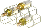 Countertop Wine Rack - 9 Bottle Freestanding Modern Gold Metal Small - 2 Tier Tabletop Wine Holder Stand for Cabinet, Pantry - Wine Racks Countertop - No Assembly Required