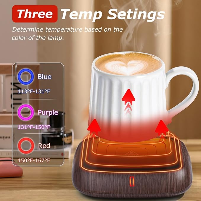 PUSEE Large Candle Warmer Plate with 6H Auto Shut Off, Coffee Mug Warmer with 3 Temp Settings,Wax Candle Warmer Safely Releases Scents Without a Flame,Tea Cup Warmer for Desk in Your Home & Office
