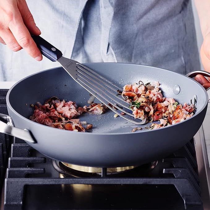 GreenPan Paris Pro Hard Anodized Healthy Ceramic Nonstick, 11" Everyday Frying Pan Skillet with 2 Handles and Stainless Steel Lid, PFAS-Free, Dishwasher Safe, Grey