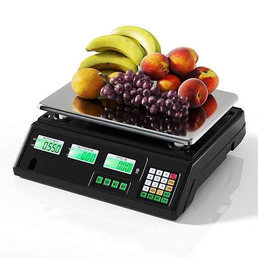 Goplus 88lb/40kg Price Computing Scale, Digital Commercial Food Scale with Counting Function, Stainless Steel Platform, Dual LCD Display for Farmers Market, Retail, Deli, Not for Trade