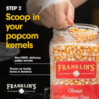 Franklin's Gourmet Popcorn - Movie Night Bundles - Whirley Popper, 28 oz. Organic Popcorn Kernels, 19 oz. Butter Flavored Salt, 30 oz. Butter Flavored Coconut Oil
