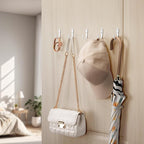 10Pcs Wall Hooks for Bathroom, Kitchen, Closet, and Garage - White Metal Hooks for Hanging Coats, Towels, Hats, Keys, Bags, and Coffee Cups - Holds Up to 40 lbs