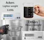 Ackers Mirror Etching Scale Glass Measuring Cup-[Insulated handle | V-Shaped Spout]-Made of High Borosilicate Glass Measuring Cup for Kitchen or Restaurant, Easy to Read, 500 ML (16 Oz, 2 Cup)