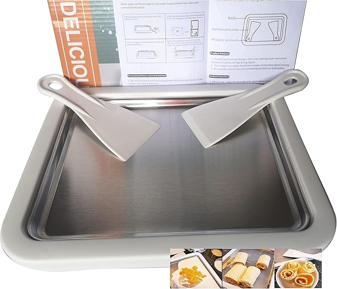 ice cream maker for kids Duomid rolled ice cream maker machine,with2shovels,frozen yogurt machine,instant gelato pan/roll,sorbetmachine,gelato maker,plate freezer bowl,parent-child interactiveDIY gift