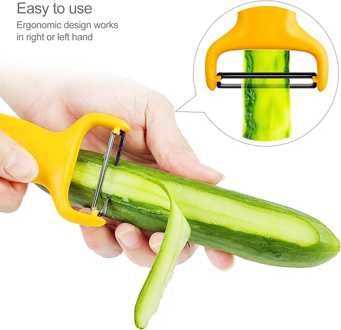 Vegetable Potato Peelers for Kitchen, Y Peeler for Apple Veggie Potatoes Fruits Carrot, Carbon Steel Blade 3-Pack Yellow/Black/Green
