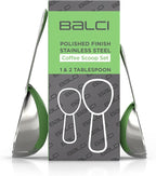 BALCI - Stainless Steel Coffee Scoop Set (1&2 Tablespoon, 15ml and 30ml) Exact Measuring Spoons for Coffee, Tea, Sugar, Flour and More!