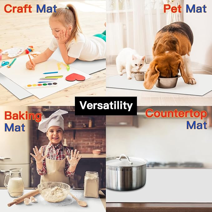 Silicone Mats for Kitchen Counter, 47.3"x23.6"x0.08" Largest Heat Resistant Mat Kitchen Island Waterproof 2MM Thick Countertop Protector Mat Nons-slip Extra Large Counter Mat (Beige Gray)