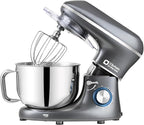 Kitchen in the box Stand Mixer, 6.5QT 660W Kitchen Electric Mixer, 6-Speed Tilt-Head Food Mixer with Dough Hook, Wire Whip, Beater, Dishwasher Safe (Grey)