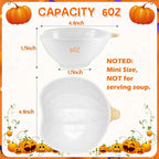 Kolewo4ever 12 Pieces Fall Ceramic Pumpkin Bowl 6 Ounces Ramekins Small Pumpkin Shaped Bowls Orange Dinnerware Decoration for Halloween Thanksgiving Serving Dip, Sauce, Condiments,Snack (Ivory White)