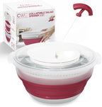 COOK WITH COLOR Collapsible Salad Spinner - 4 QT Space Saving Lettuce Dryer with Folding Collapsible Colander Great for Washing and Drying Fruit and Vegetables (Rose)