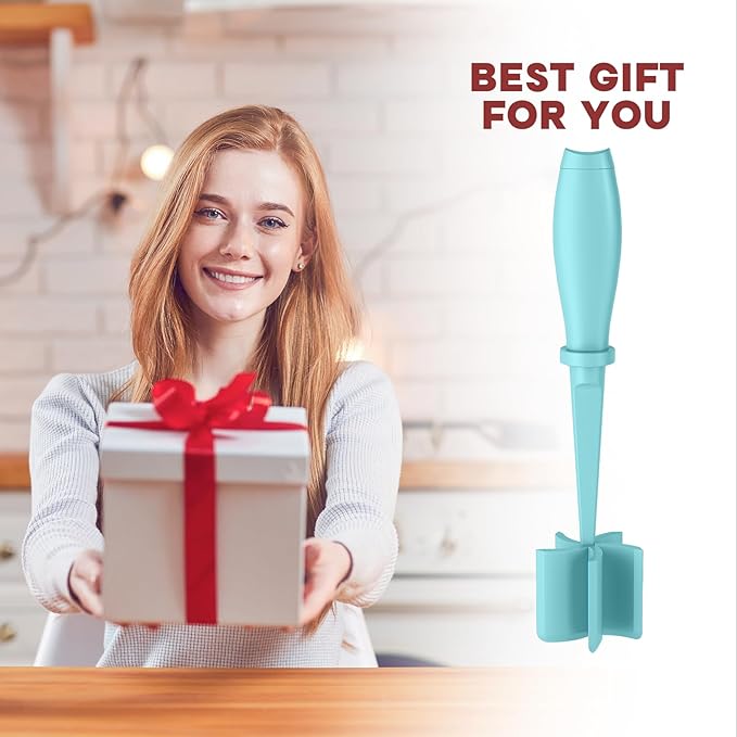 Meat Chopper, Upgrade Hamburger Smasher, Premium Heat Resistant Meat Masher for Ground Beef, Ground Turkey and More, Non Stick Mix Grinder-Aqua