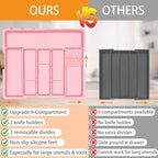 Utensil Drawer Organizer for Kitchen, Expandable Silverware Organizer Cooking Utensils Tray, Large Cutlery and Flatware Holder, Kitchen Tools & Gadgets Storage (Pink)