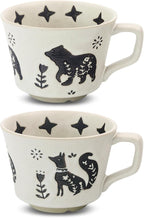 Ceramic Coffee Mug, 12 oz Novelty Unique Teacup with Handle, Stoneware Cup for Tea Mocha Latte Cappuccino Espresso (Set of 2, Fox and Bear)