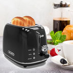 Toaster 2 slice,Retro Stainless Steel Toaster with 6 Settings, 1.5 In Extra Wide Slots, Bagel/Defrost/Cancel Function, Removable Crumb Tray (Dark)