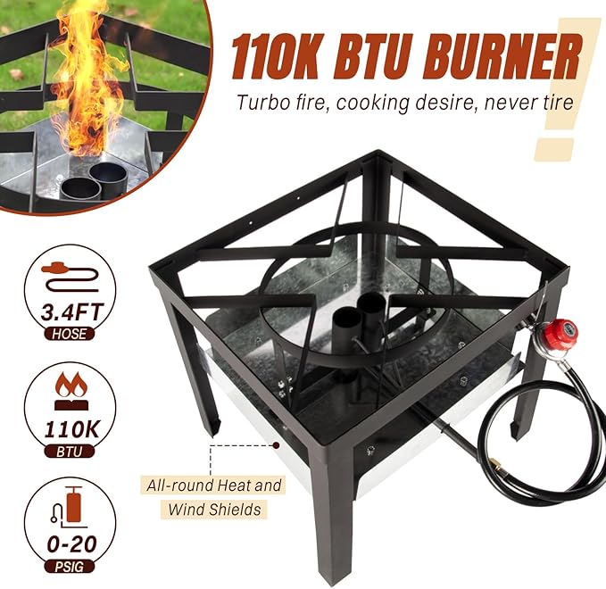 60QT Crawfish Boiler Kit, Waterproof Cover & 12-inch Skimmer, 110,000BTU Propane Burner Stove, 0-20PSIG Regulator, Aluminum Seafood Boil Pot, Crab Boil Pot with Basket