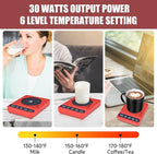 Mug Warmer - Electric Coffee Mug Warmer with Timer,Coffee Cup Warmer for Desk Auto Shut Off,Smart 6-Temperature Control, Coffee Accessories for Coffee Lovers Red