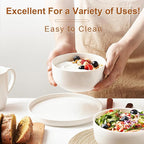 Jassceram Cereal Bowls Set of 6, 30 Oz Ceramic Bowls for Soup, Salad, Dessert, Oatmeal and Breakfast, Suitable for Kitchen or Dining - Dishwasher & Microwave Safe, 6 Inch, White