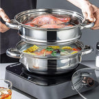 Steamer Pot with Lid, Multipurpose Stainless Steel Steaming Pot Cookware - 11-inch for Vegetables, Stews, Pasta, Dumplings, Sauce