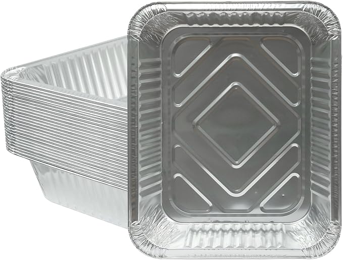 Aluminum Foil Pan, 9×13 Half Size Pans, Disposable Foil Pans for Roasting, Catering,Picnic or Holiday needs (25 Pack)