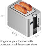 Chefman 2-Slice Digital Toaster, Pop-Up, Stainless Steel, Extra-Wide Slots For Bagels, Defrost, Reheat, Cancel Functions, Removable Crumb Tray