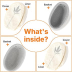 Banneton Bread Proofing Basket Set - 2X Oval Sourdough Proofing Baskets - Sourdough Proofing Bowls Bread Baking Supplies With Liner & Cloth Cover - Cotton Rope Banneton Basket for Baking