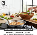 BRA COOKWARE Signature Frying Pan | 11 inches Professional Skillet | Stainless Steel Frypan | All Stovetop Compatible - Full Induction Skillet | PFOA Free | w/o Non-Stick Coating | Polished Finish