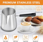 Set of 2 Milk Warmer Pot, 11.83 oz/30.43 oz Turkish Coffee Pot, Stainless Steel Butter Warmer with Pouring Spout, Butter Warmer Pot for Making Coffee, Butter, Milk and Chocolate